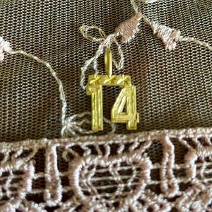14 karat gold varsity letter charm vintage MA